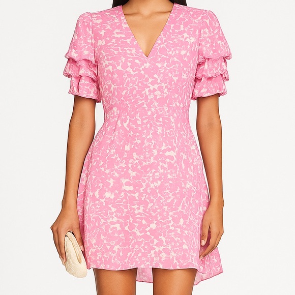 1. State Dresses & Skirts - 🆕 STATE Pink Glow Willow Wisps V-Neck Mini Dress with Ruffle Sleeves L